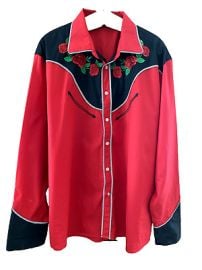 Coofandy Cowboy Mens Button Down Western Shirt Red Rose Embroidered XXLarge eBay at eBay