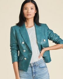  Cooke Leather Dickey Jacket at Veronica Beard