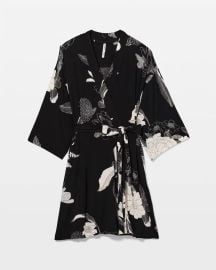 Cool Nights Short Robe in Grand Garden Black at Soma
