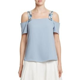 Cooper  amp  Ella Women s Beaded Sandra Sold Shoulder Top at Amazon