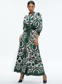 Cora Volume Tiered Shirt Dress In Monarch Light Emerald Medium Alice And Olivia at Alice + Olivia