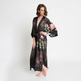 Coral Chrysanthemum Long Kimono Robe KIMONO kimandonocom at Kim and Ono