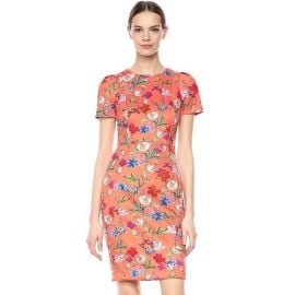 Coral Floral Print Sheath Dress by Calvin Klein at Macys