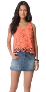 Coral crochet tank top by BB Dakota at Shopbop