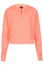 Coral cropped hoodie at Topshop