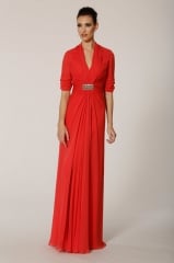 Coral gown at Melinda Eng