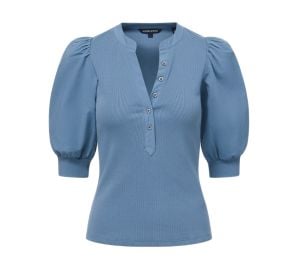 Coralee Puff-Sleeve Tee in Slate Blue at Veronica Beard