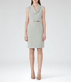 Coraline Cowl Neck Dress Fern at Reiss