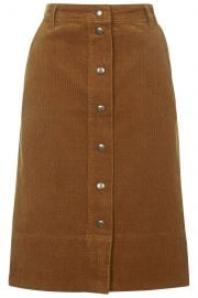 Cord button front midi skirt at Topshop