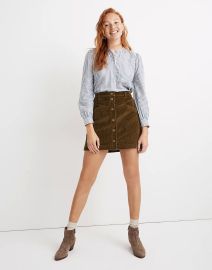 Corduroy A-Line Snap Mini Skirt at Madewell