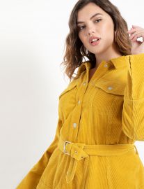 Corduroy Belted Peplum Jacket at Eloquii