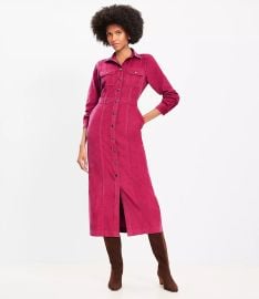 Corduroy Midi Pocket Shirtdress at Loft