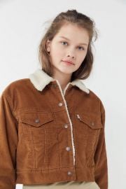 Corduroy Sherpa Cropped Trucker Jacket at Urban Outfitters