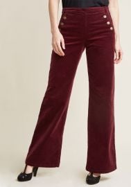 Corduroy Wide-Leg Trousers with Buttons  at ModCloth