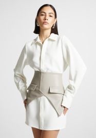 Corset Shirt Dress - WhiteBeige Manire De Voir USA at Manière De Voir