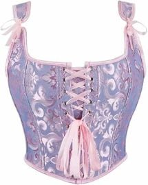 Corset Tops for Women Renaissance Vintage Floral Bustier Overbust Lace Up Boned Tank Crop Top Lingerie Shapewear at Amazon