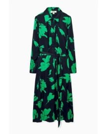 Cos Belted Printed Midi Dress in Green at COS