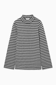 Cos Checked Jacquard Knit High Neck Top at Cos