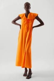 Cos Ruffled Maxi Dress in Orange at COS