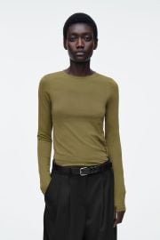 Cos Slim Fit Long Sleeve Stretch Cotton Top at Nordstrom
