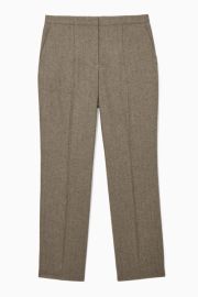 Cos Straight Leg Wool Herringbone Trousers at Cos