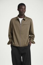 Cos Zip Up Twill Jacket in Khaki at COS