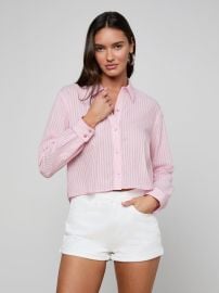 Cosette Shirt in Cameo PinkIvory Stripe L39AGENCE at L'Agence