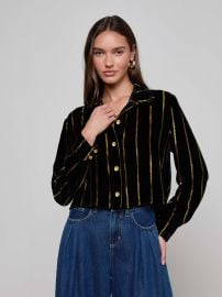 Cosette Velvet Shirt in BlackGold Stripe L39AGENCE at L'Agence