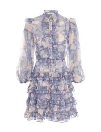 Cosmic Mini Scallop Dress Mist Floral Online Zimmermann at Zimmermann