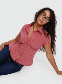 Cottesloe Blouse Top Red Check Princess Polly at Princess Polly
