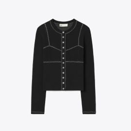 Cotton And Nylon Mesh Cardigan Womenx27s Designer Sweaters Tory Burch at Tory Burch
