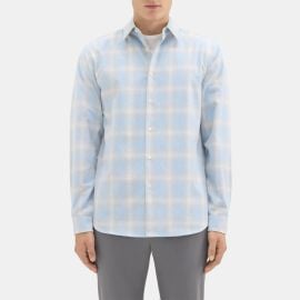 Cotton-Blend Flannel Standard-Fit Shirt Outlet at Theory