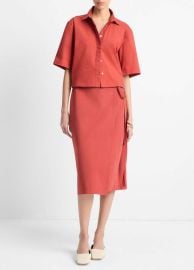 Cotton-Blend Straight Wrap Skirt in Skirts at Vince