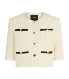 Cotton Blend Tweed Effect Jacket at Maje