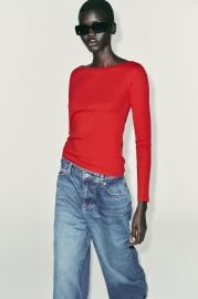 Cotton Boat Neck T Shirt at Zara