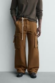 Cotton Cargo Pants with Multi functional Pockets and a Washed Effect at Zara