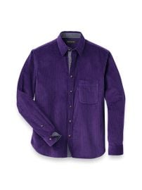 Cotton Corduroy Casual Shirt - Purple at Paul Fredrick