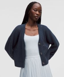 Cotton Crochet Mesh Relaxed-Fit Cardigan Womenx27s Sweaters lululemon at Lululemon