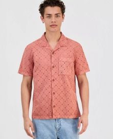 Cotton Eyelet Garment Dyed Short Sleeve Camp Shirt at Macys