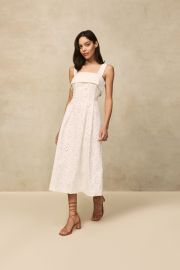 Cotton Eyelet Midi Dress Pearl by Lela Rose at Pearl NYC