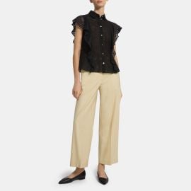 Cotton Eyelet Ruffled Shirt Outlet at Theory