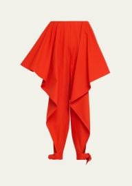 Cotton Gabardine Ruffle Paneled Ankle-Tie Pants at Bergdorf Goodman