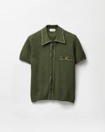 Cotton Knit Shirt Green VERSACE US at Versace