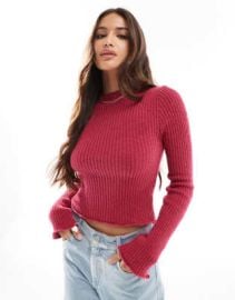 Cotton On baby boat neck fitted long sleeve knit sweater in tulip at ASOS