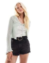 Cotton On open knit cardigan in mint at ASOS