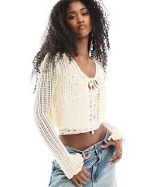 Cotton On tie cardigan in lemon at ASOS