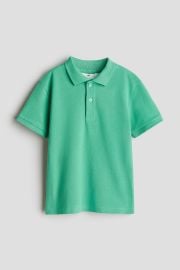 Cotton Pique Polo Shirt - Green - Kids HampM US at H&M