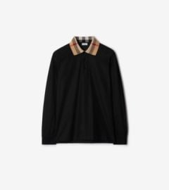 Cotton Polo Shirt in Black - Men Official at Burberry