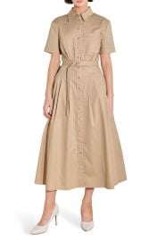 Cotton Poplin Belted Midi Shirt Dress at Nordstrom Rack