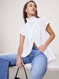 Cotton Poplin Cowl Neck Tunic at Banana Republic